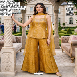 Royal Jacquard Silk Festive Indo Western Palazzo Set